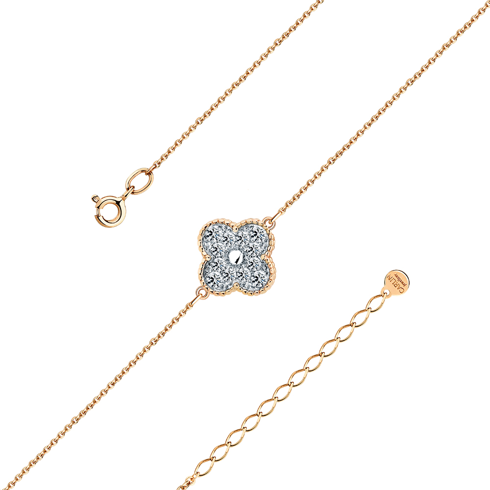 Brățară din aur roșu cu pietre Cubic Zirconia Incolor