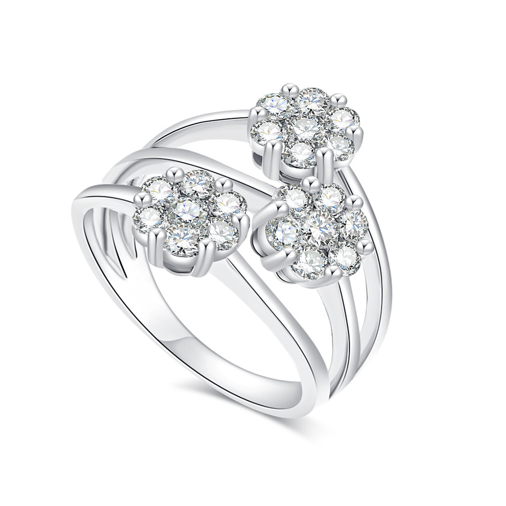 Inel din aur alb cu pietre Diamant
