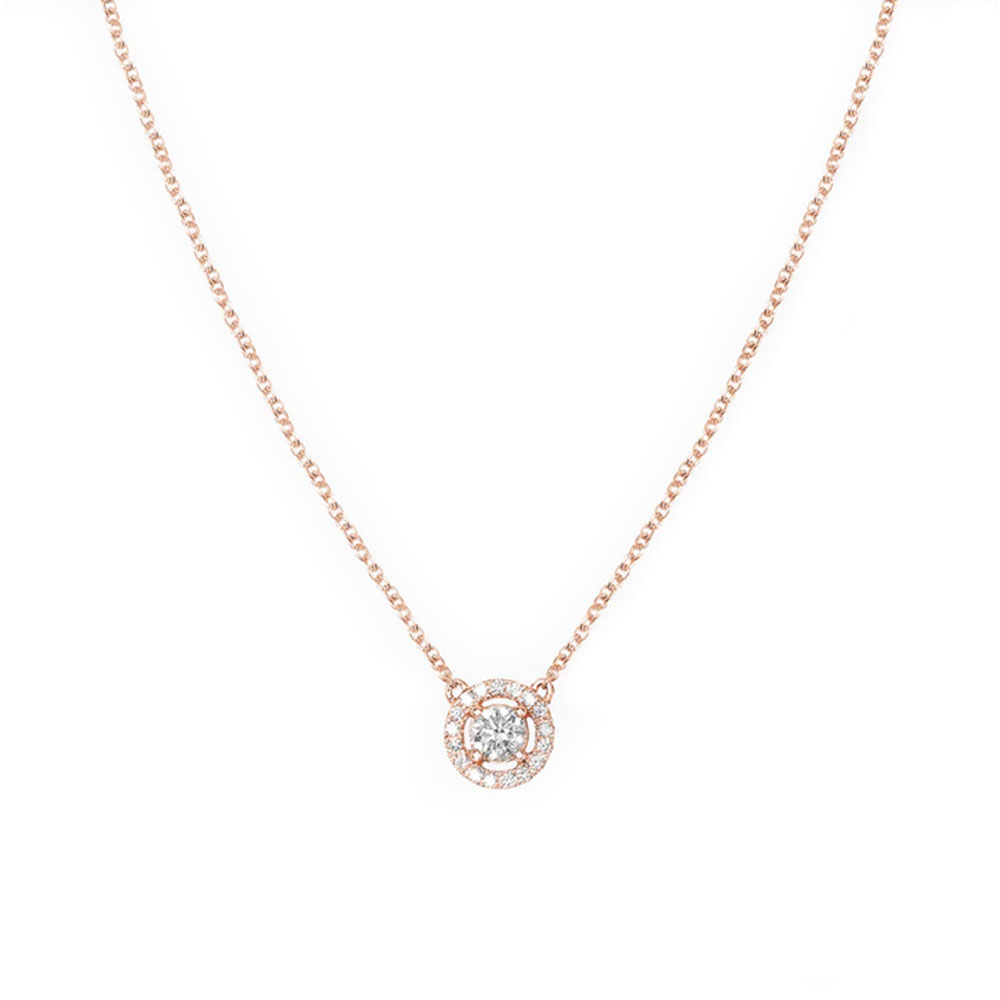 Colier din aur roz cu pietre Diamant