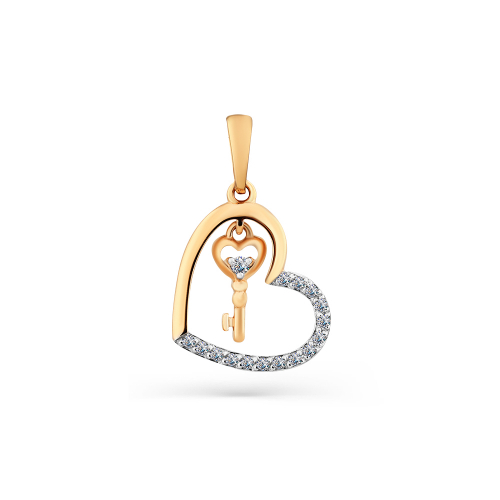 Pandativ love din aur roșu cu pietre Cubic zirconia