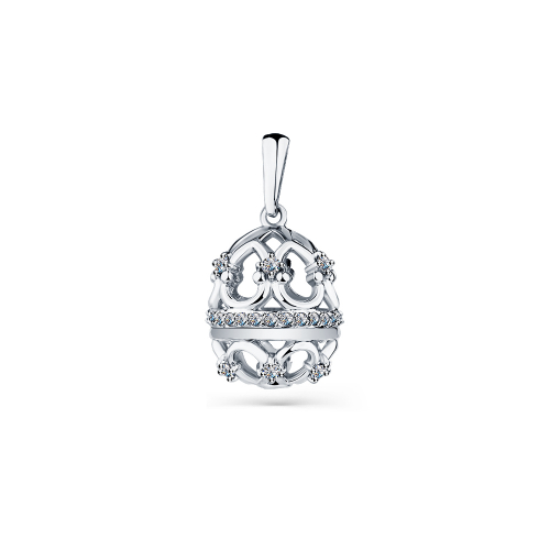 Pandantiv din aur alb cu pietre Cubic Zirconia Incolor