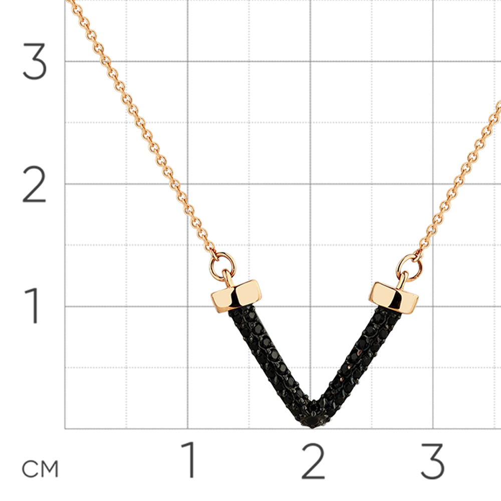 Colier din aur roșu cu pietre Cubic zirconia negru