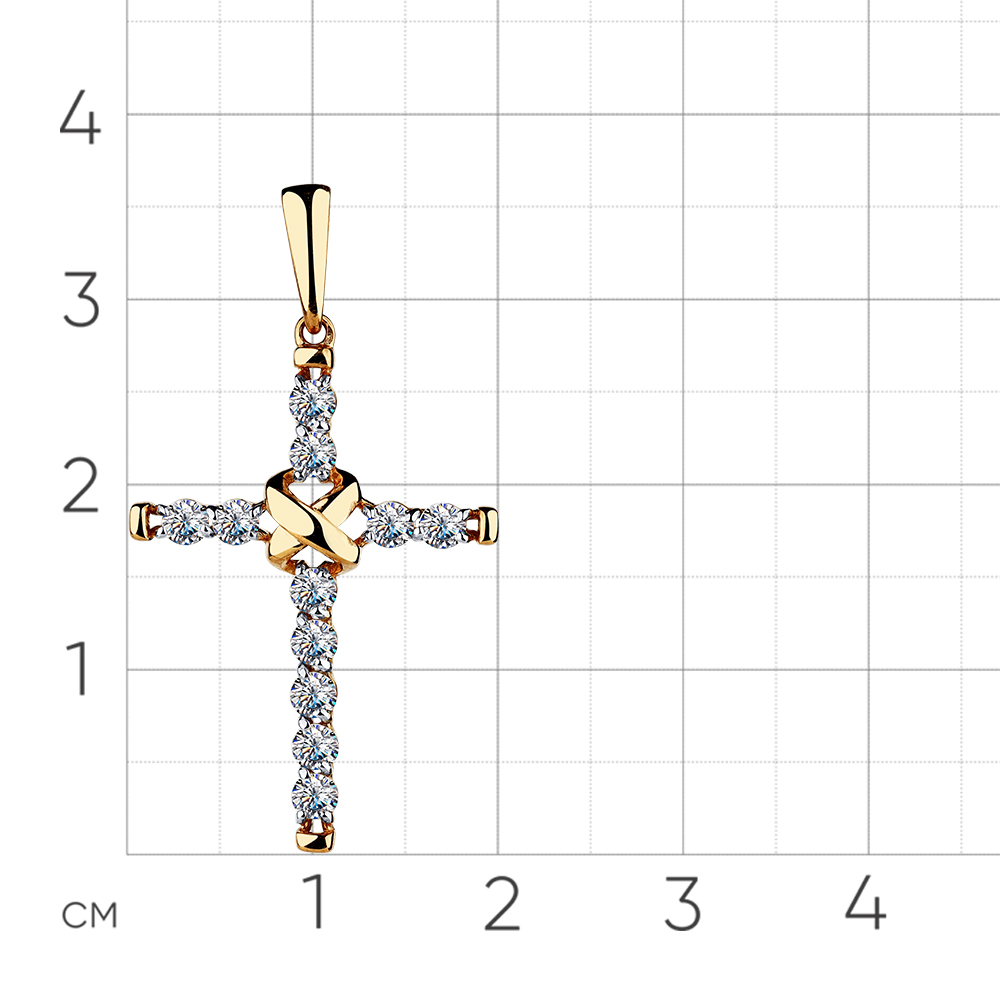 Cruce din aur roșu cu pietre Cubic Zirconia Incolor