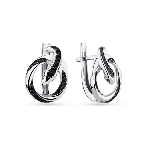 Cercei din aur alb cu pietre Cubic zirconia