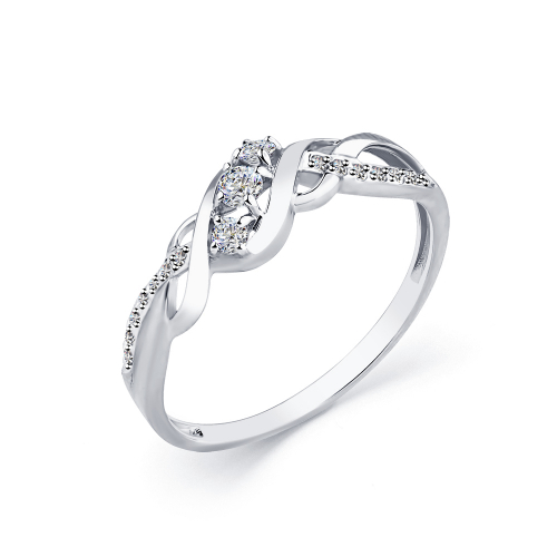 Inel din aur alb cu pietre Cubic Zirconia Incolor