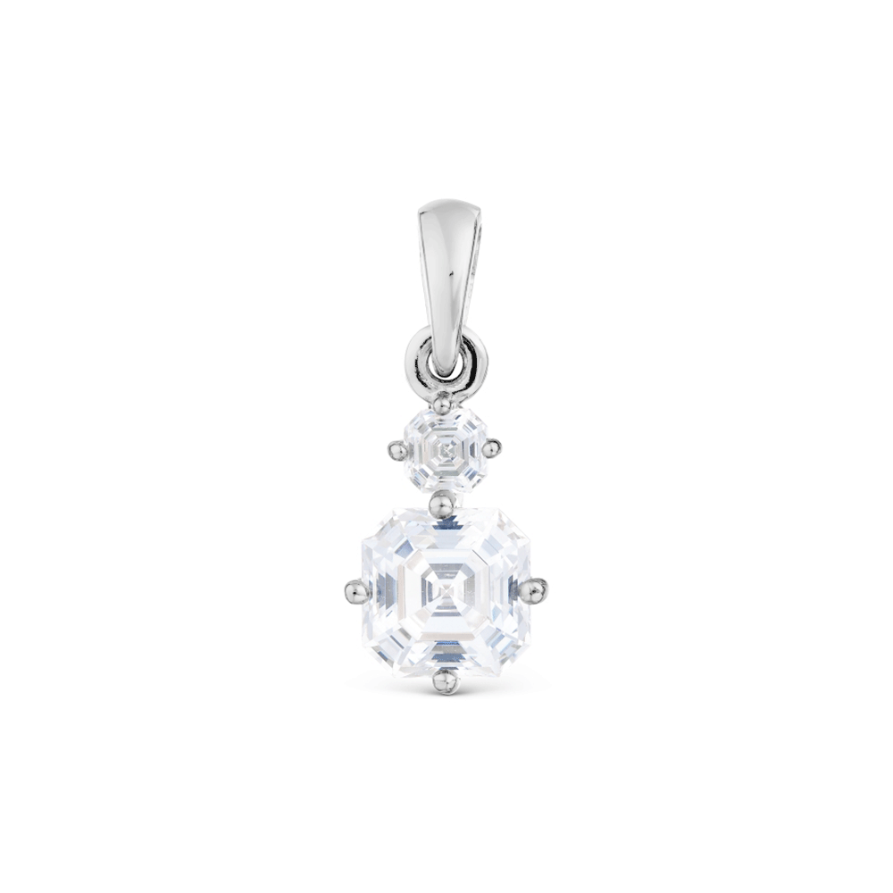 Pandantiv din aur alb cu pietre Cubic Zirconia Incolor