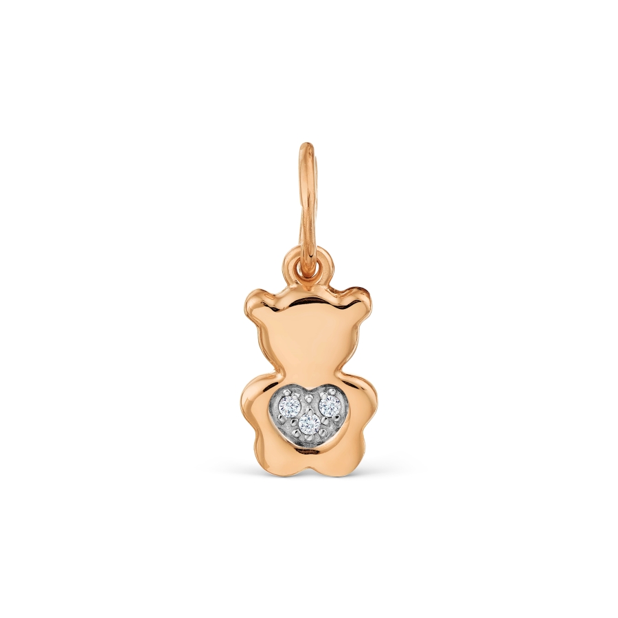 Pandantiv din aur roșu cu pietre Cubic Zirconia Incolor