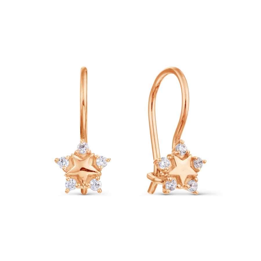 Cercei p-u copii din aur roșu cu pietre Cubic zirconia