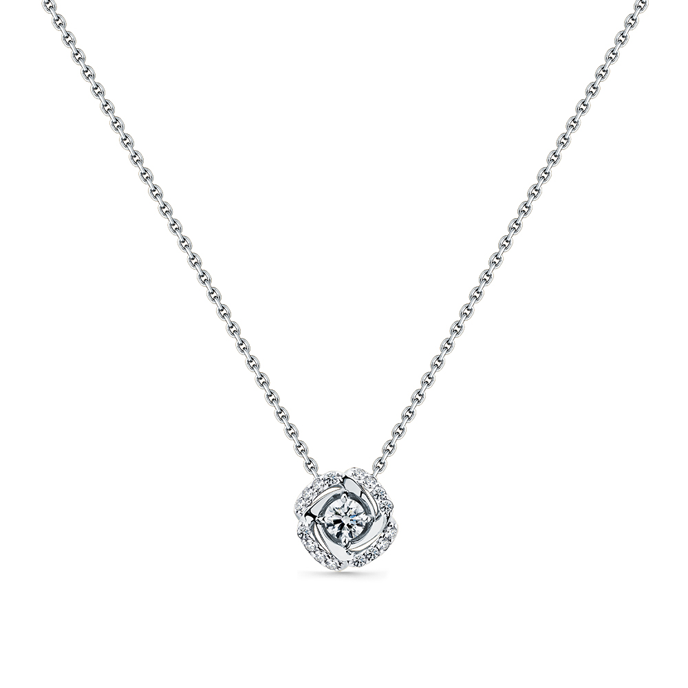 Colier din aur alb cu pietre Diamant
