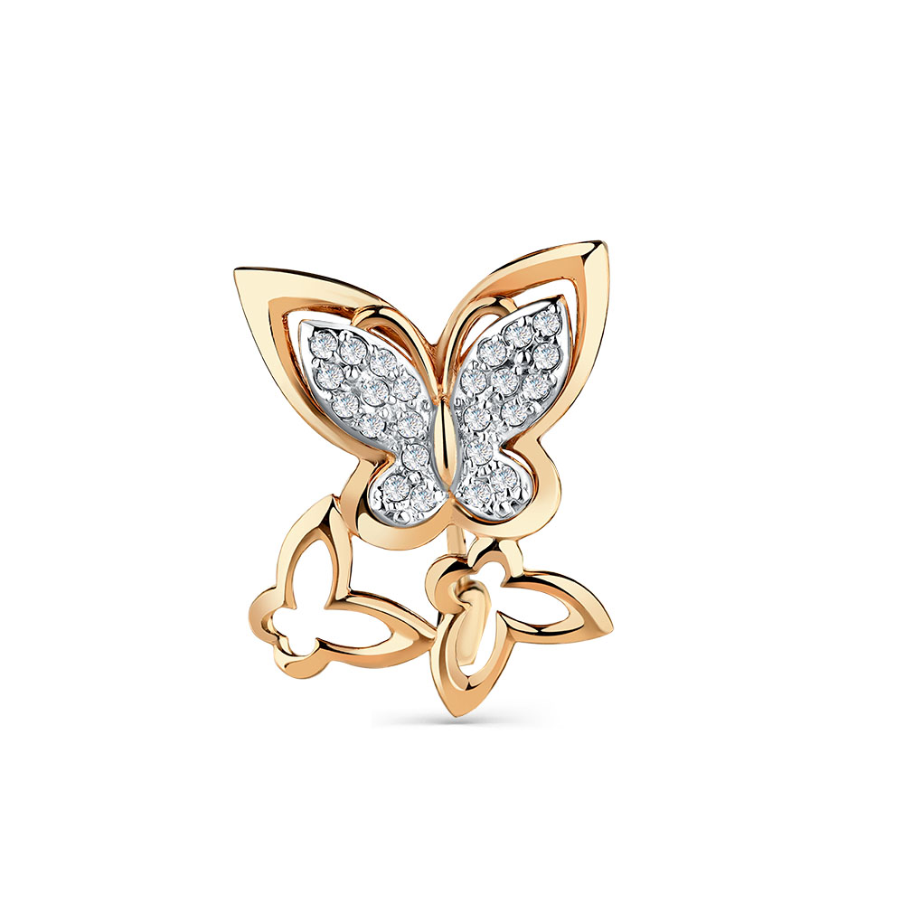 Broșă din aur roșu cu pietre Cubic Zirconia Incolor