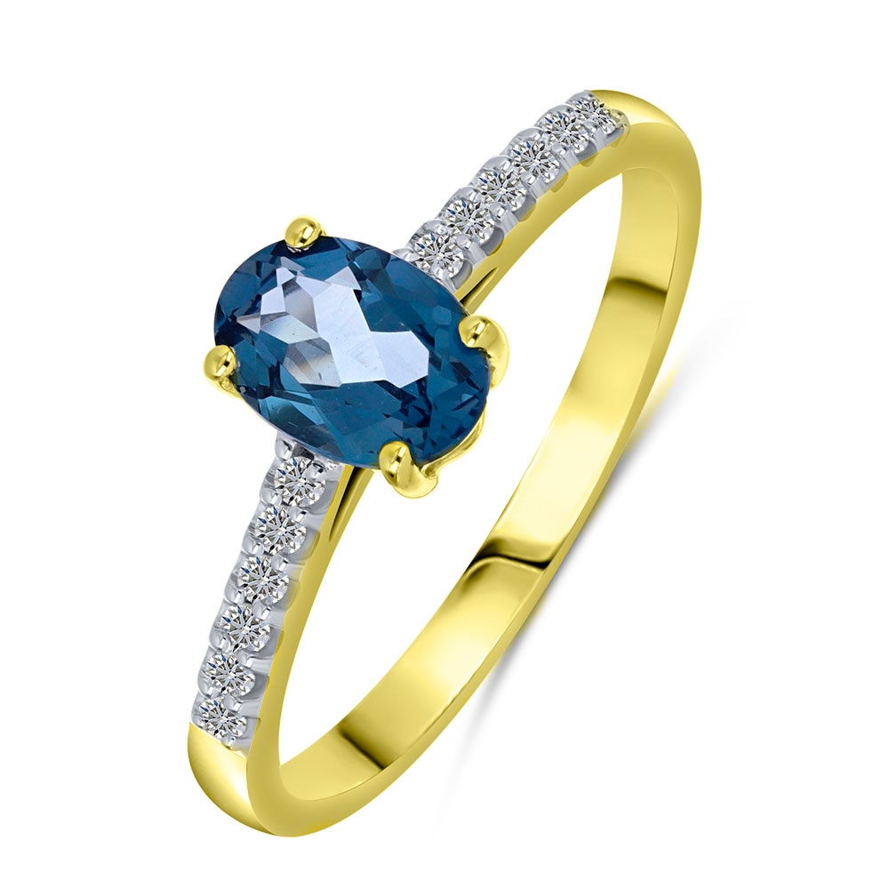 Inel din aur galben cu pietre Diamant, Topaz London