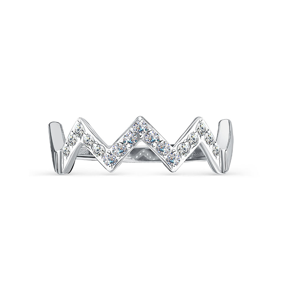 Inel din aur alb cu pietre Cubic Zirconia Incolor