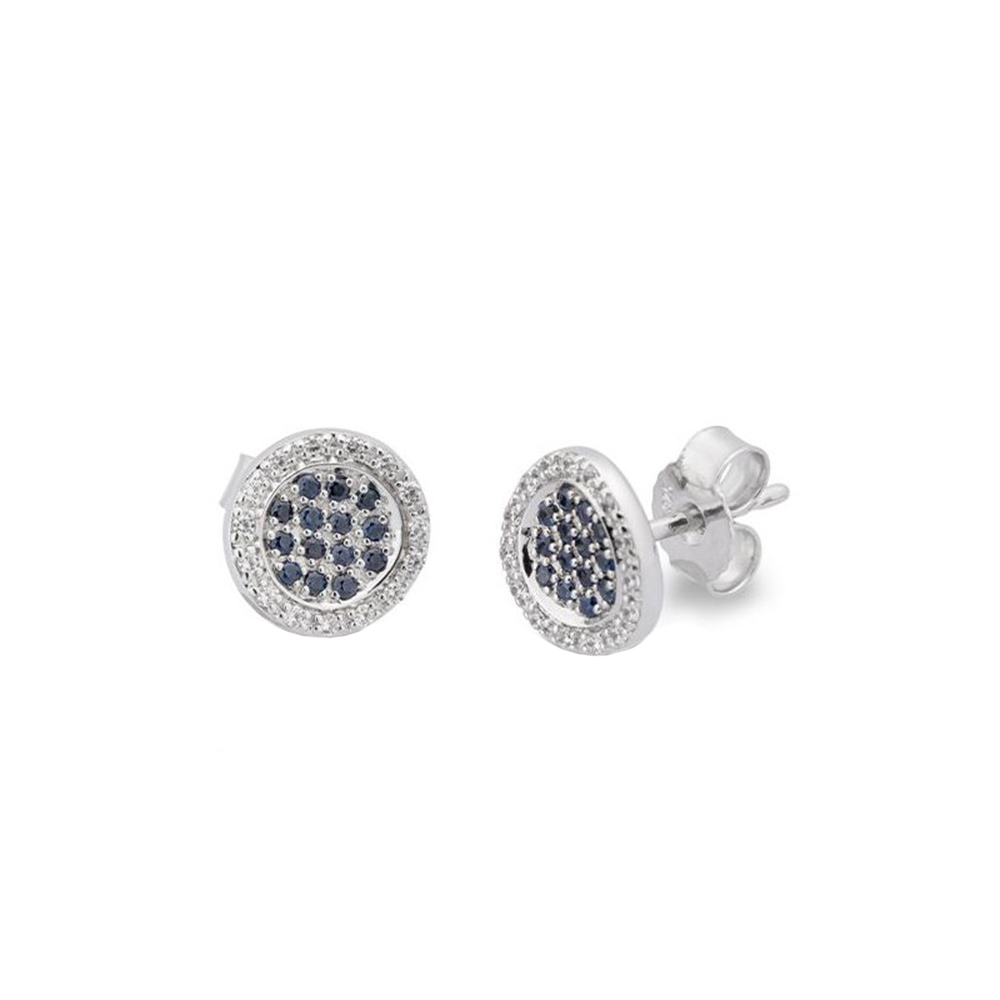 Cercei Pusete din aur alb cu pietre Diamant, Safir