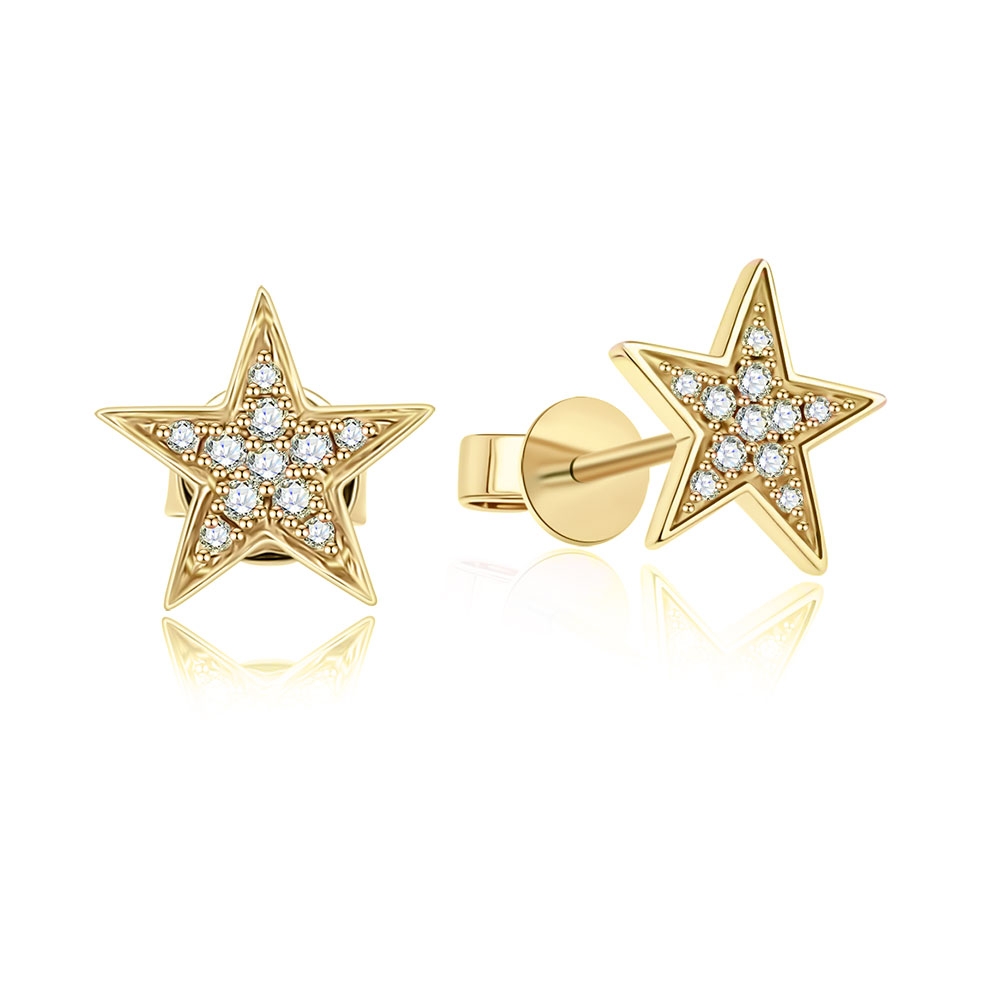 Cercei Pusete din aur galben cu pietre Diamant