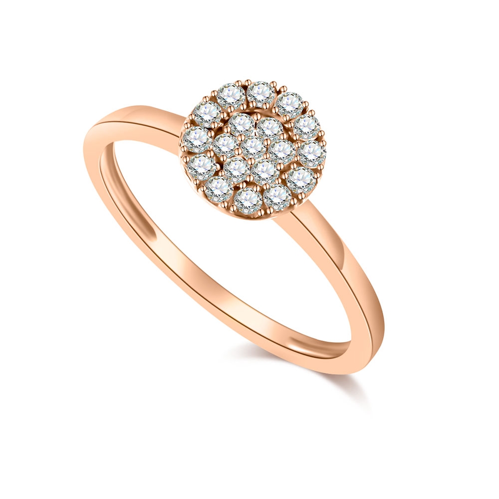 Inel din aur roz cu pietre Diamant