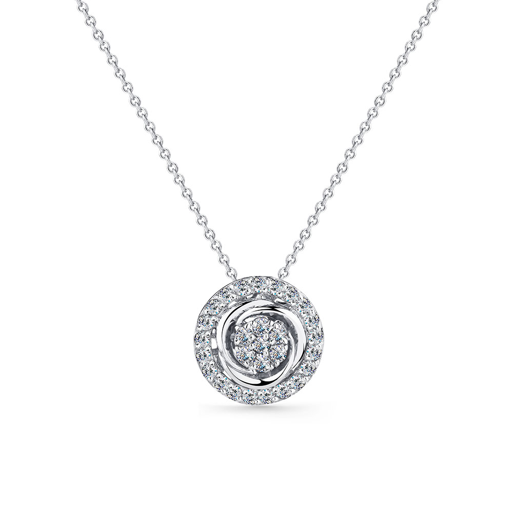 Colier din aur alb cu pietre Diamant