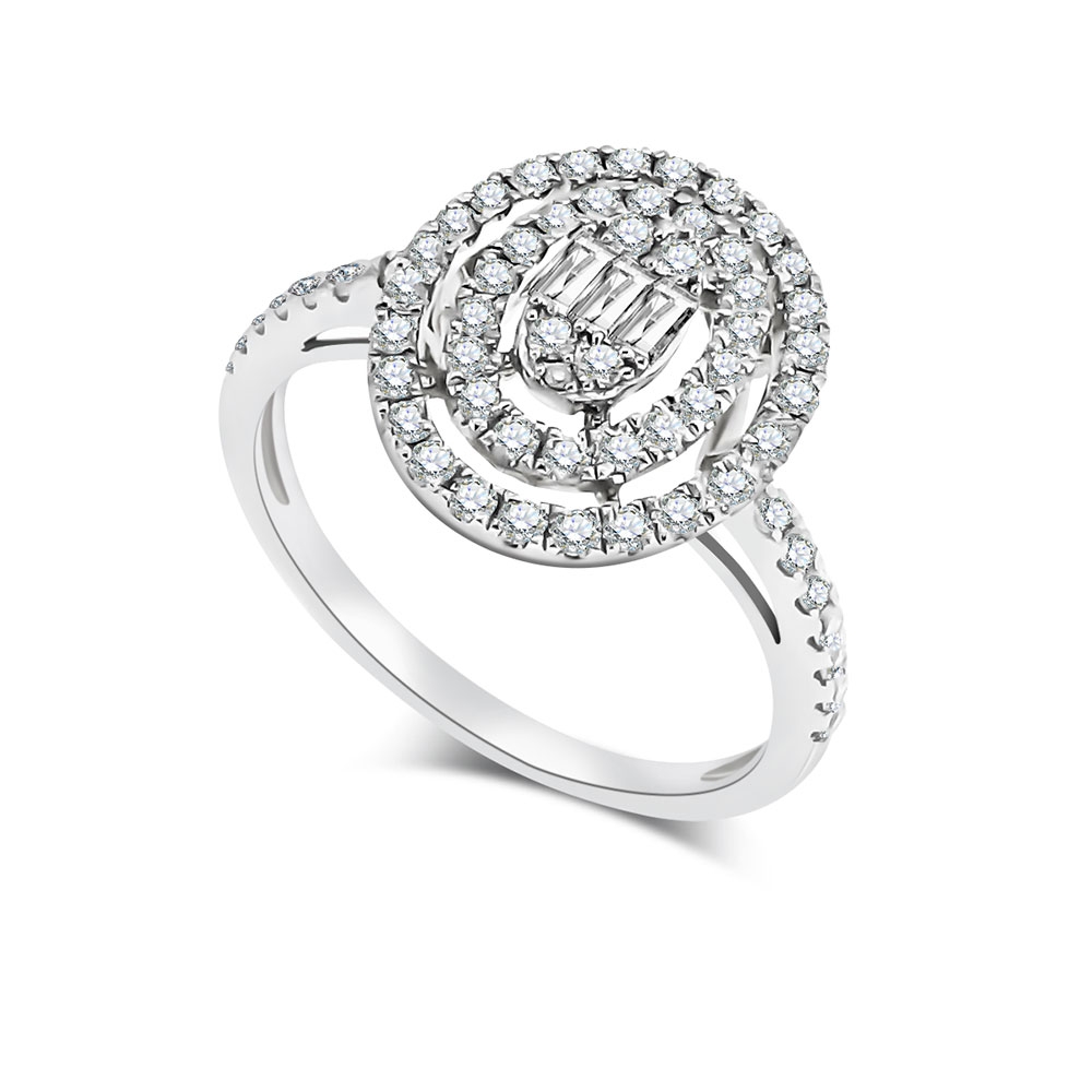 Inel din aur alb cu pietre Diamant