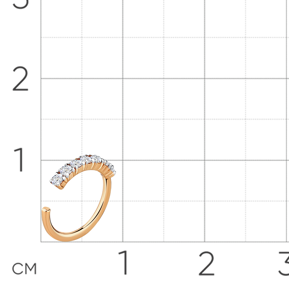 Piercing din aur roșu cu pietre Cubic Zirconia Incolor