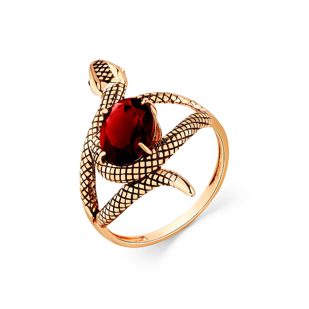 Inel din aur roșu cu pietre Cubic zirconia, Granat
