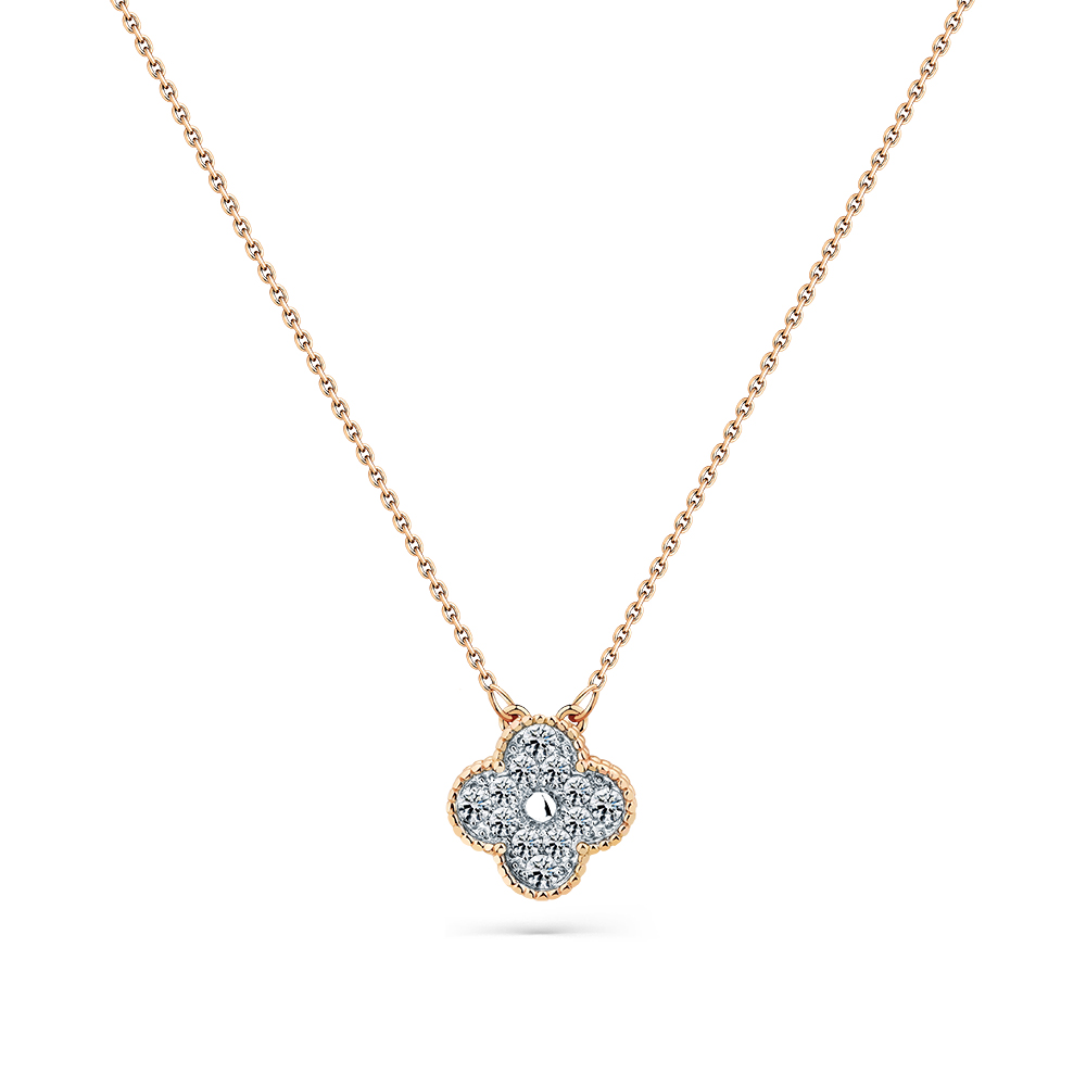 Colier din aur roșu cu pietre Cubic Zirconia Incolor