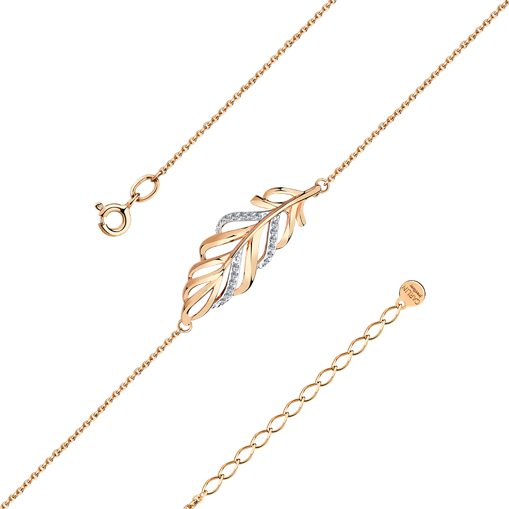 Brățară din aur roșu cu pietre Cubic Zirconia Incolor