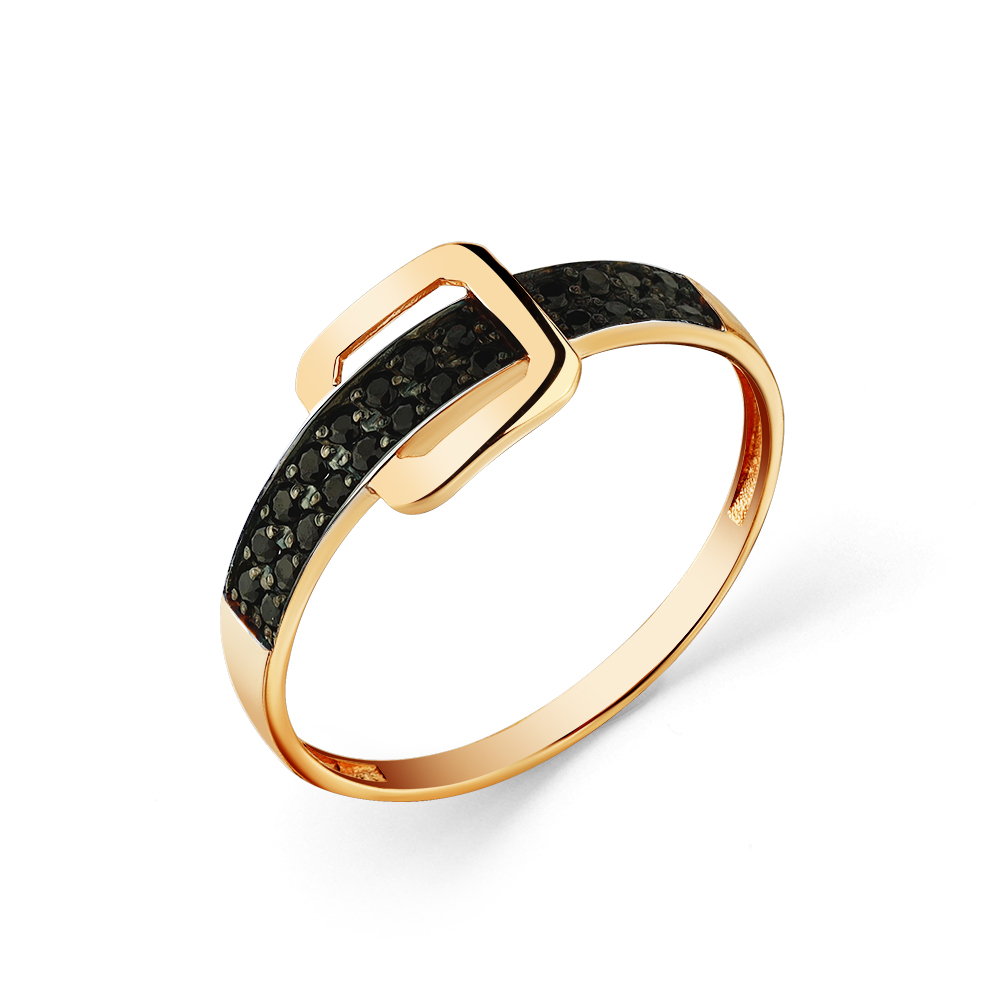 Inel din aur roșu cu pietre Cubic Zirconia Negru