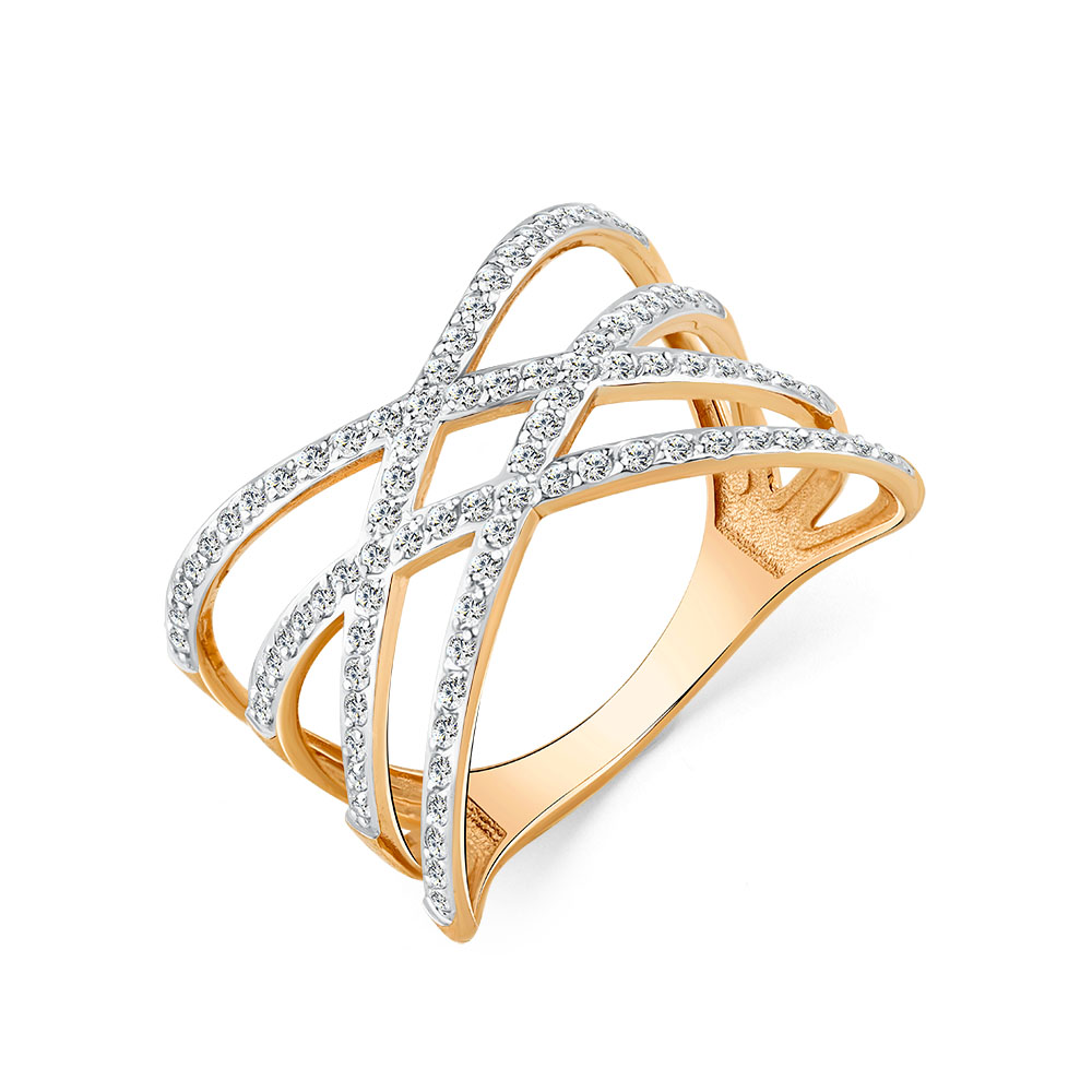 Inel din aur roșu cu pietre Cubic zirconia