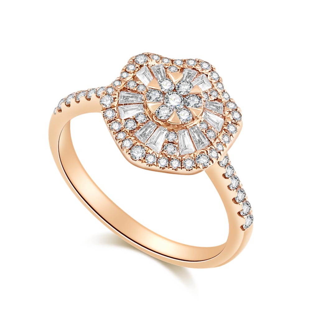 Inel din aur roz cu pietre Diamant