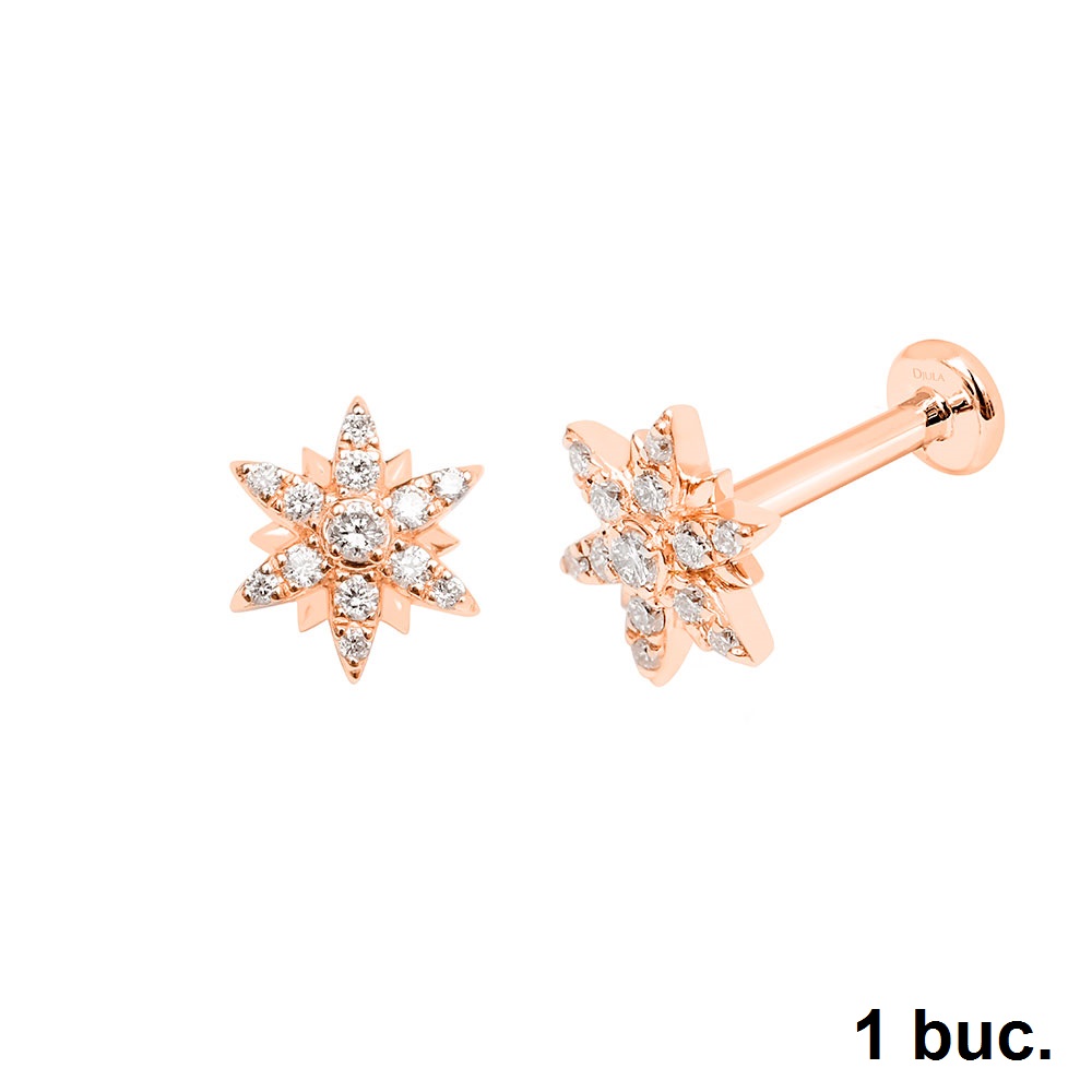 Cercel din aur roz cu pietre Diamant