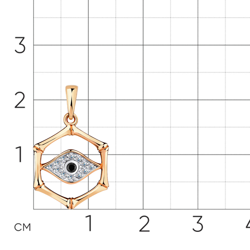 Pandantiv din aur roșu cu pietre Cubic Zirconia Incolor, Cubic Zirconia Negru