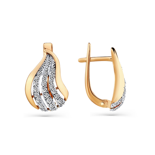 Cercei din aur roșu cu pietre Cubic zirconia