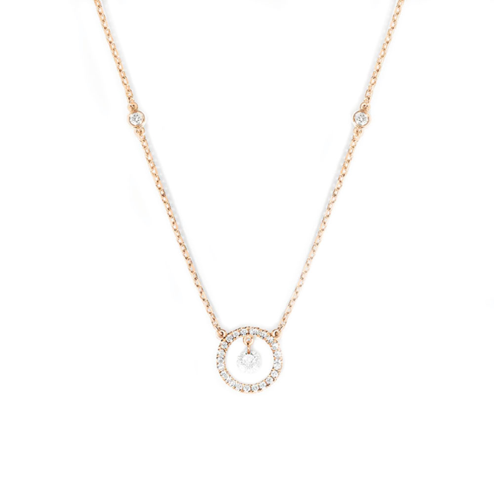 Colier din aur roz cu pietre Diamant