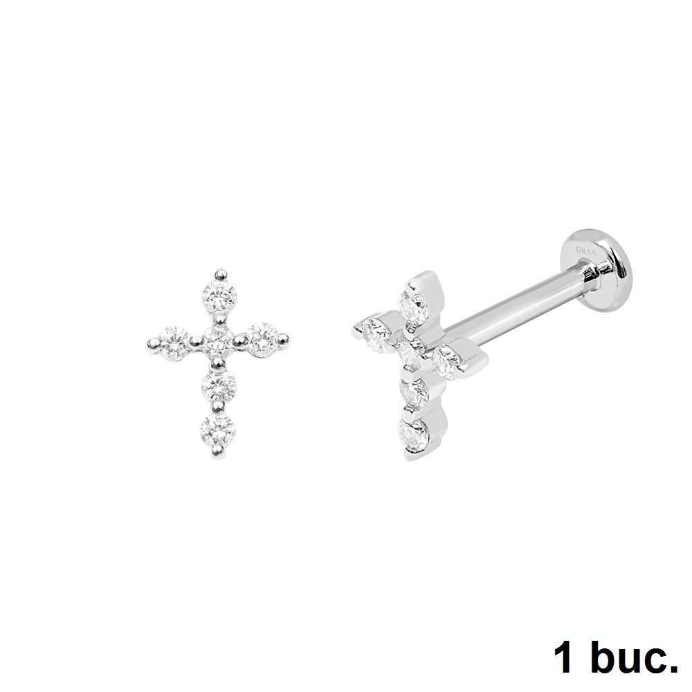 Cercel din aur alb cu pietre Diamant
