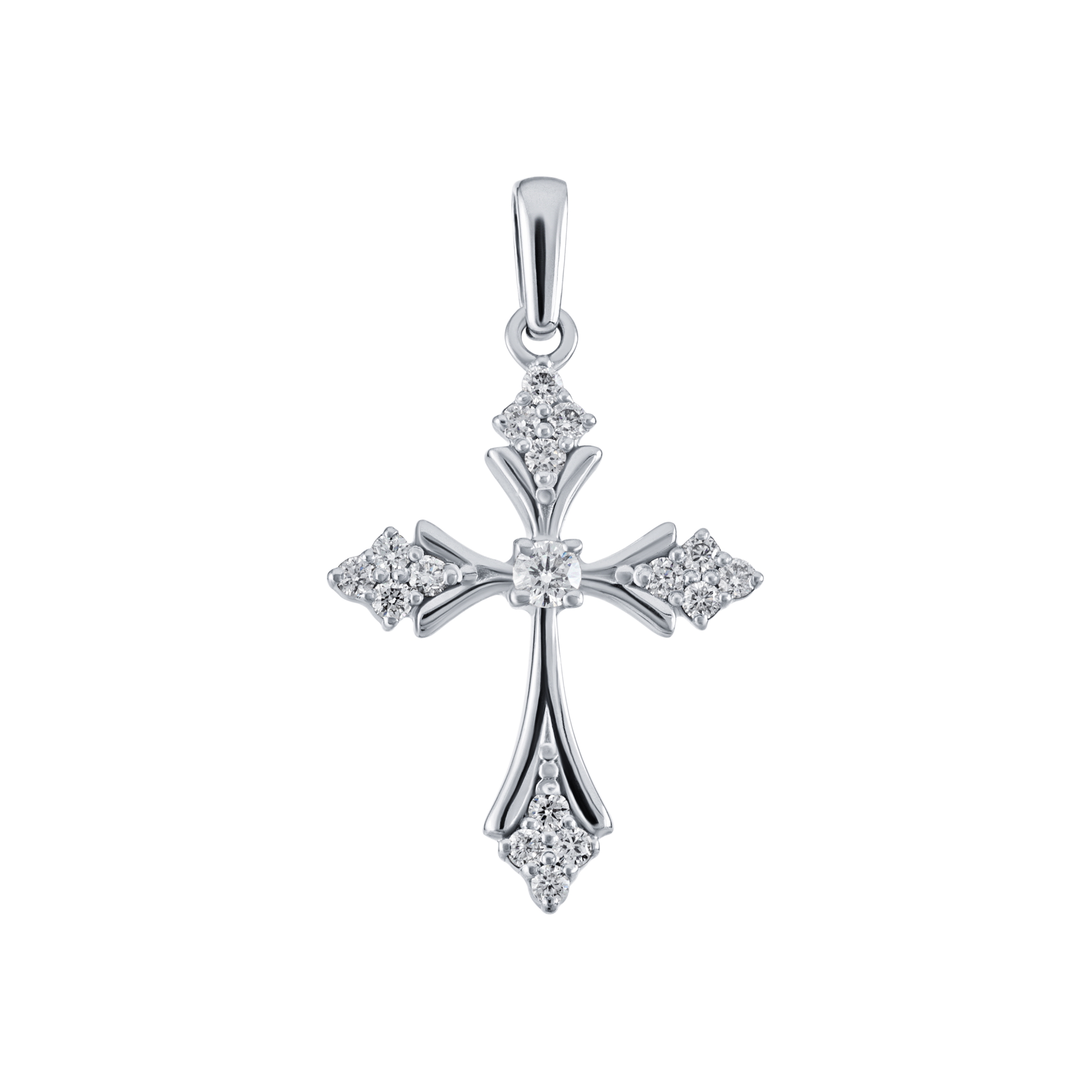 Cruce din aur alb cu pietre Diamant