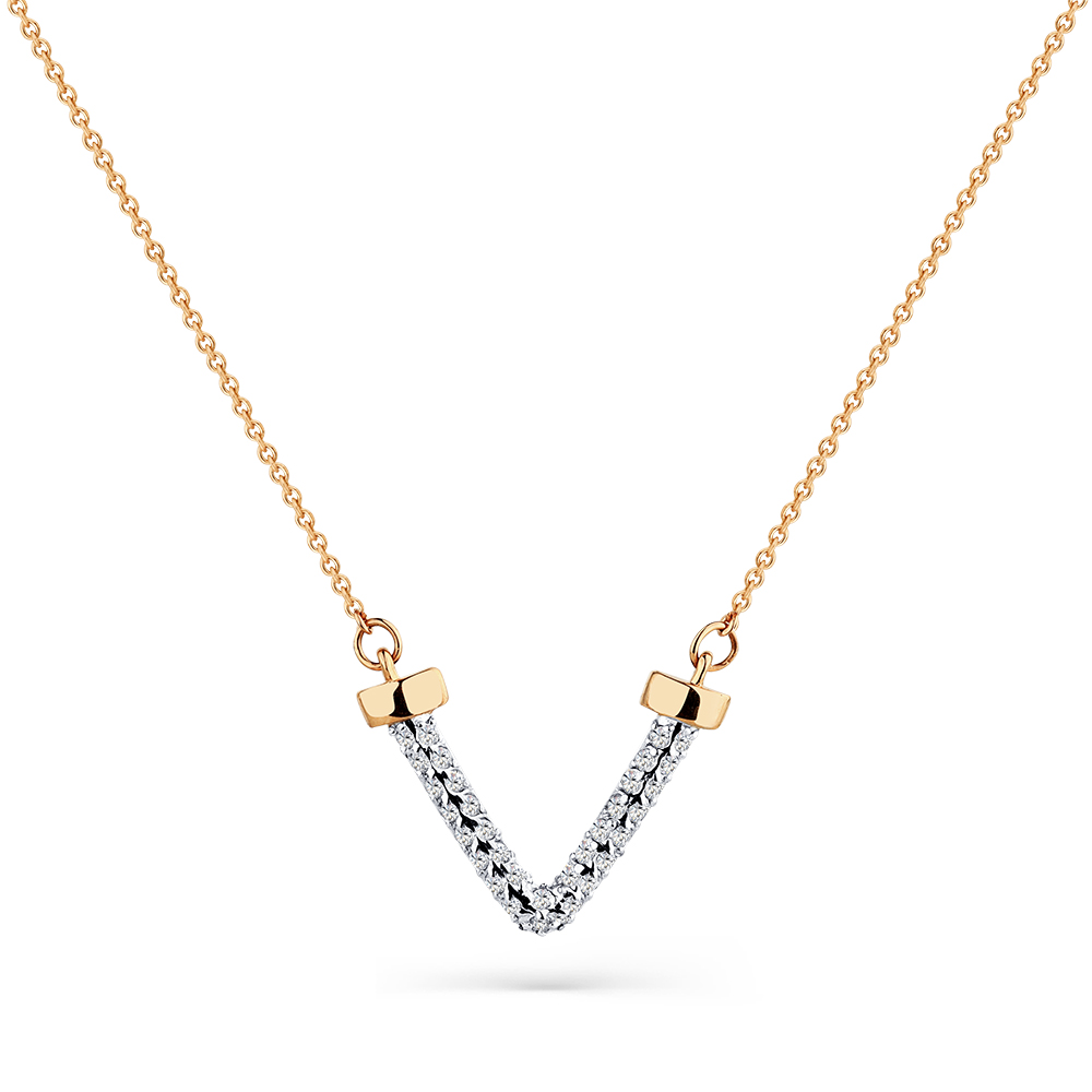 Colier din aur roșu cu pietre Cubic Zirconia Incolor
