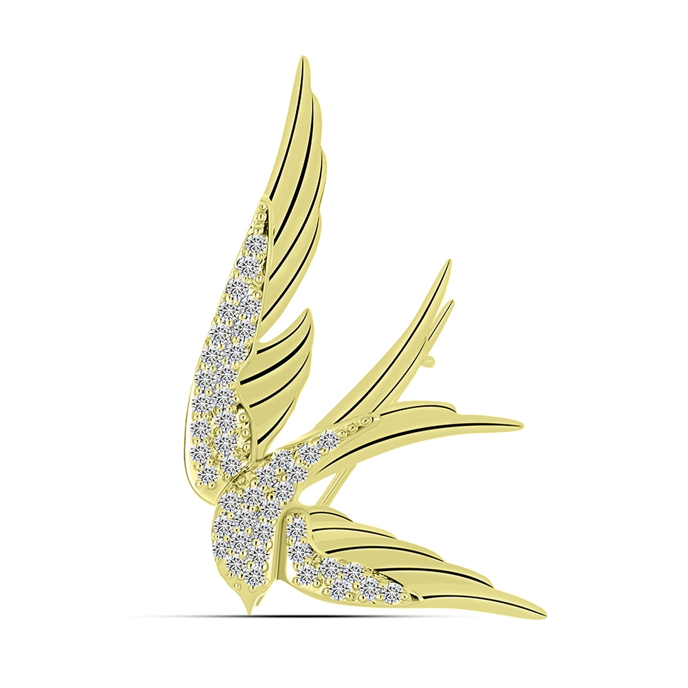 Broșă din aur galben cu pietre Diamant