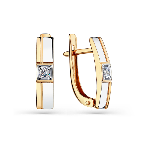 Cercei din aur roșu cu pietre Cubic zirconia