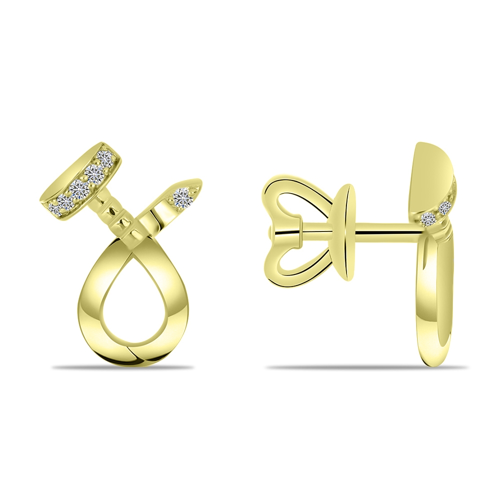 Cercei Pusete din aur galben cu pietre Diamant