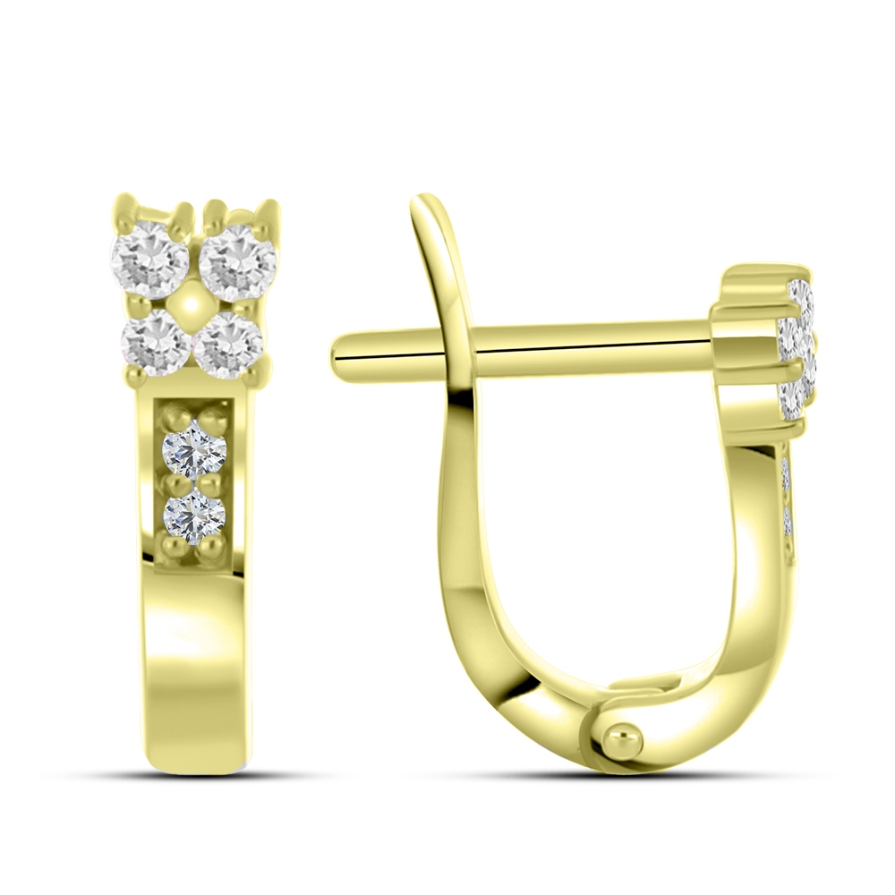 Cercei din aur galben cu pietre Cubic Zirconia Incolor