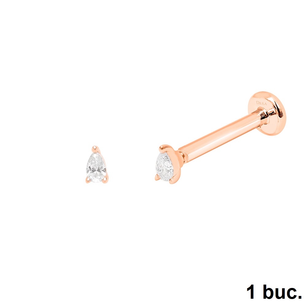 Cercel din aur roz cu pietre Diamant
