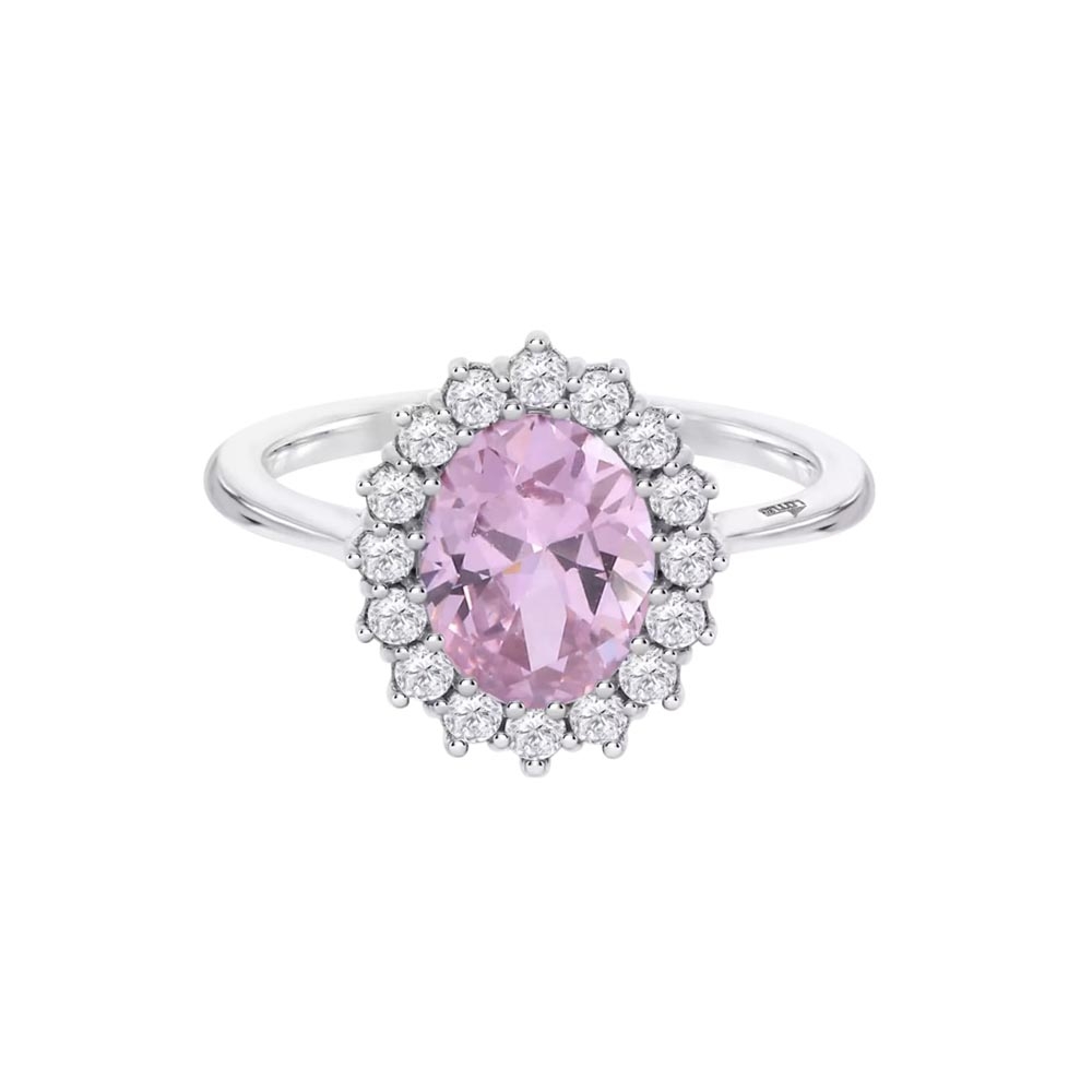 Inel din argint  cu pietre Cubic Zirconia Incolor, Cubic Zirconia Roz