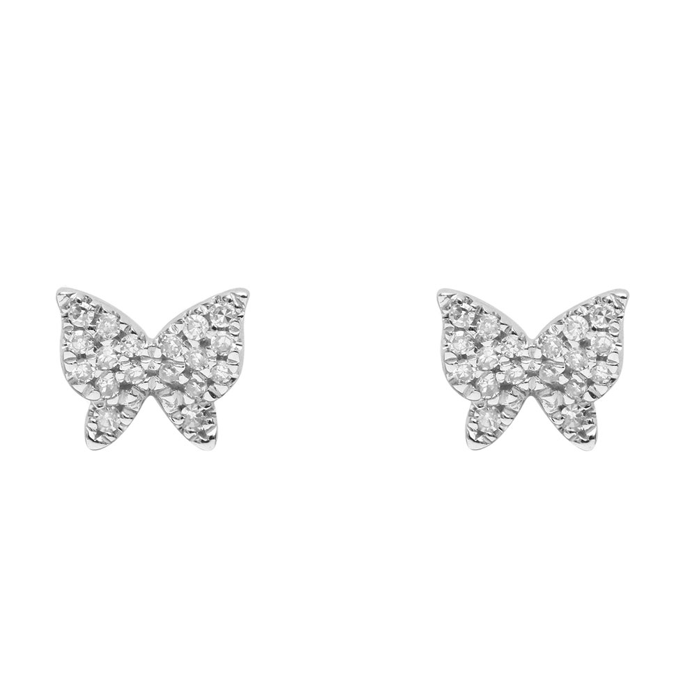 Cercei pusete din aur alb cu pietre Diamant