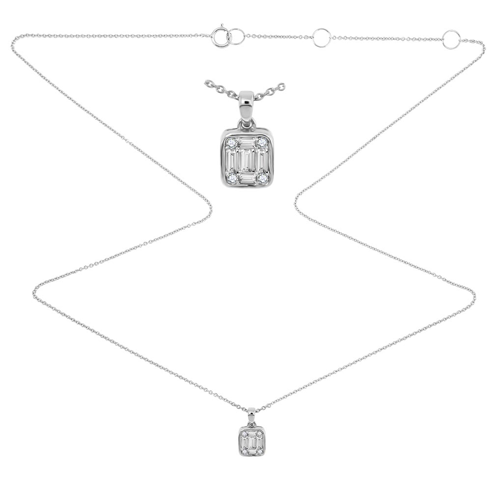 Colier din aur alb cu pietre Diamant