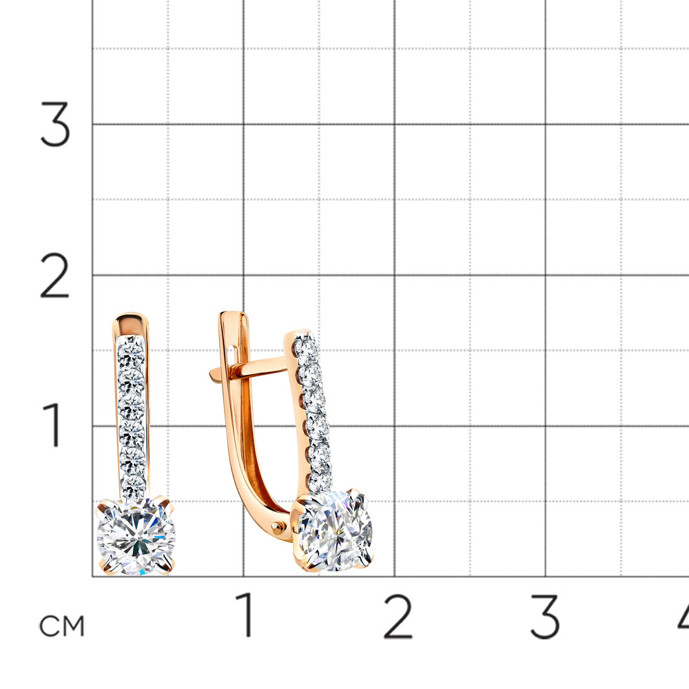 Cercei din aur roșu cu pietre Cubic Zirconia Incolor