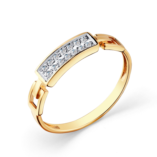 Inel din aur roșu cu pietre Cubic Zirconia Incolor