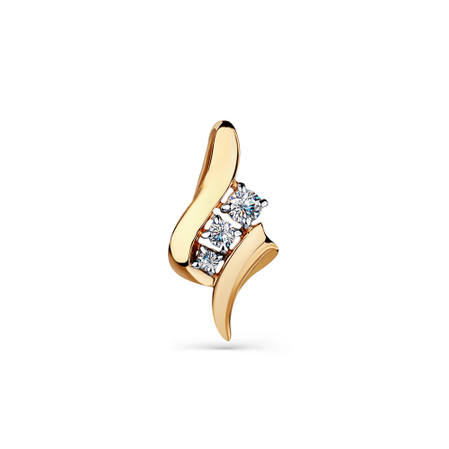 Pandantiv din aur roșu cu pietre Cubic Zirconia Incolor