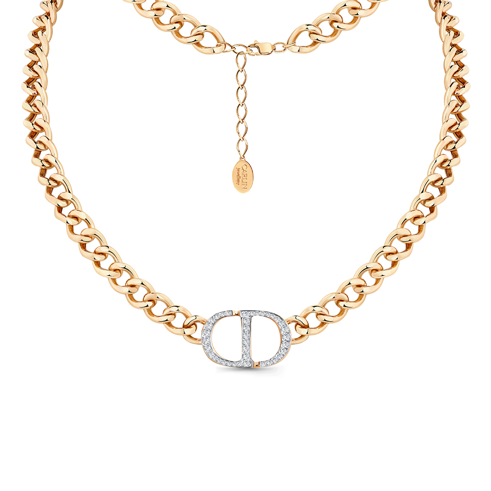 Colier din aur roșu cu pietre Cubic Zirconia Incolor