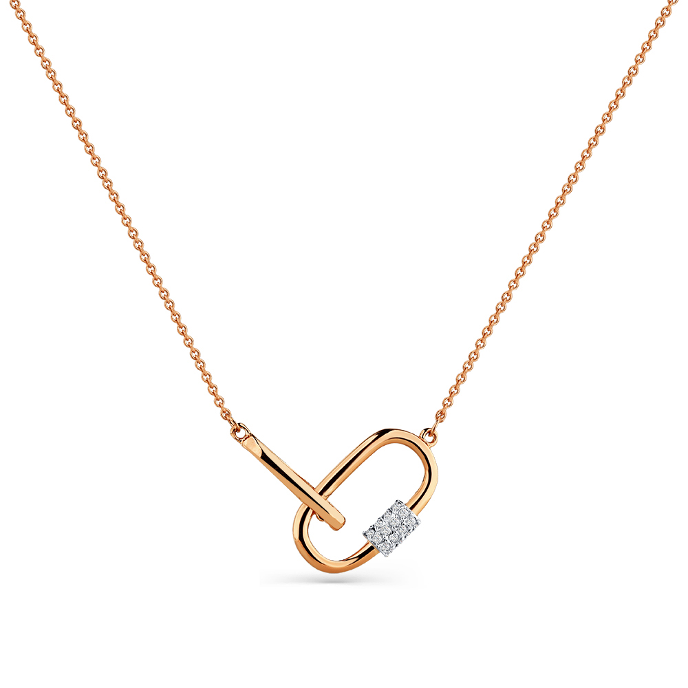 Colier din aur roșu cu pietre Cubic Zirconia Incolor