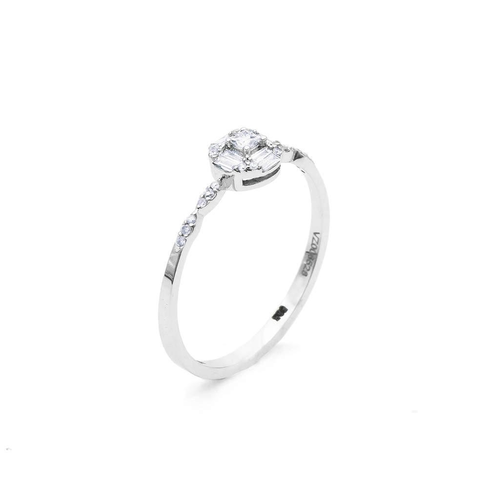 Inel din aur alb cu pietre Diamant