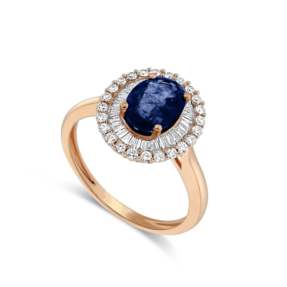 Inel din aur roșu cu pietre Diamant, Safir
